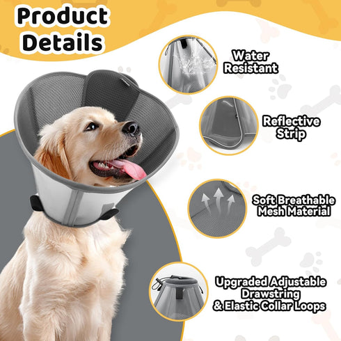 Vithael Upgraded Dog Cone Collar for Large Medium Dogs, Soft Dog Cone with Double-Layer Design, Adjustable Pet Recovery