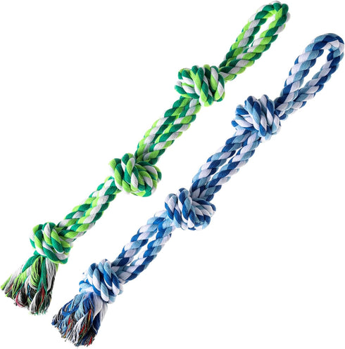 Dog Rope Toys 2 Pcs - Indestructible Chew Toys for Aggressive Chewers, Dental Cleaning Tug of War Toy