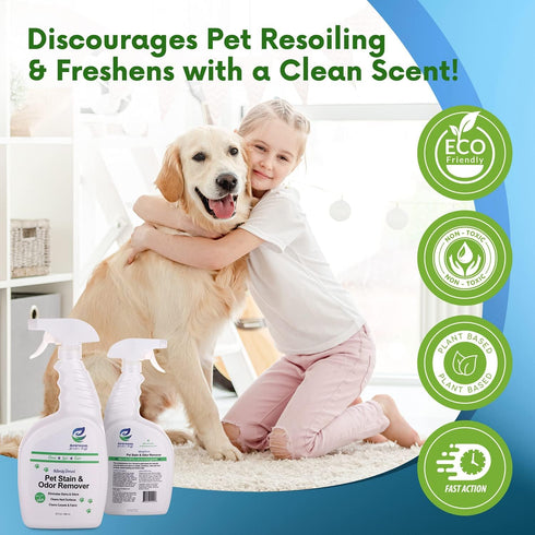 3-in-1 32 oz (1 Pack) Pet Stain and Odor Remover Spray - Formula Natural Pet Odor Spray- All-Purpose Carpet Deodorizer