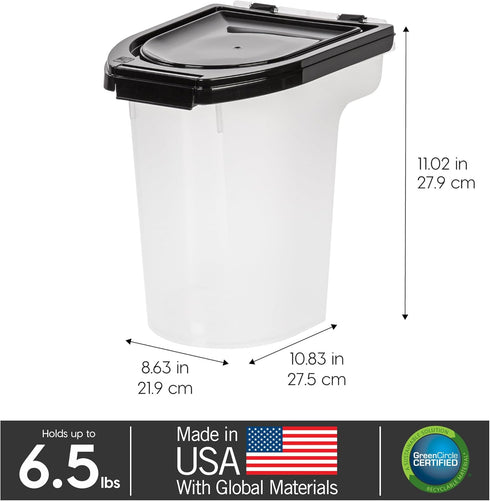 6.5 lbs, IRIS USA WeatherPro Airtight Pet Food Storage Container, Up to Treat Box for Dog Cat and Bird Food, Keep