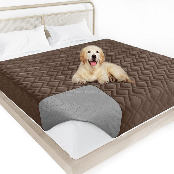 Waterproof Dog Bed Cover Blanket with Non-Skid Bottom, Couch Protector for Dogs, Mattress Protector, Chocolate (86" X