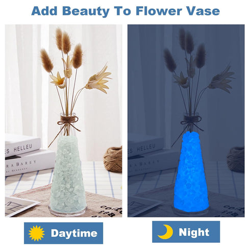 300pc Glow in The Dark Rocks Outdoor Decorative Stones Glow Rocks Luminous Stone Gemstone Shaped Luminous Pebbles for Bonsai Vase Aquarium Yard Lawn Decor,White