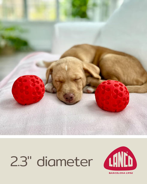 Small Ball Dog Toy - 100% Natural Rubber (Latex) - Soft Squeaky Toy for Small Dogs - Set of 2 Pink