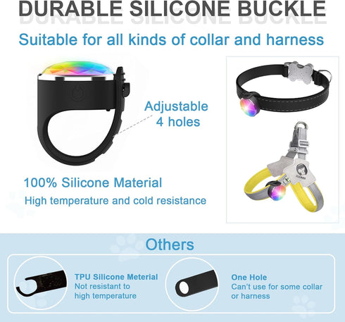 2 Pack Rechargeable Dog Collar Light, 2024 Best 7 Color Changing Light for Night Walking, Camping, Bike.