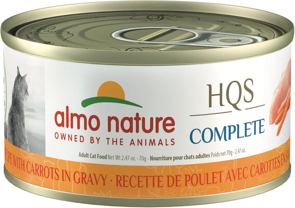 Almo Nature HQS Complete Chicken with Carrot in Gravy Grain Free Wet Canned Cat Food (Pack of 24 x 2.47 oz)
