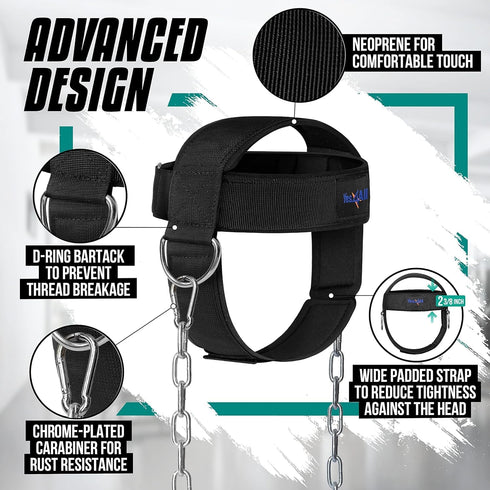 Yes4All Adjustable Neck Harness - Weight Training Neck Exerciser with Padded Strap for Strengthening & Resistance