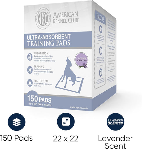 Ultra Absorbent Odor Control Scented Training Pads For Dogs - Leak-proof Quick Dry Gel, Lavender Scented - Pack of 150
