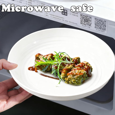 XILEDUO 4 Set, 7.8 Inch Pcs Unbreakable Wheat Straw Plates Reusable Plastic Dinner Plates, Microwave Dishwasher Safe