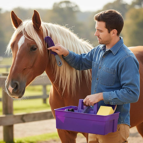 6-Piece Set Abbylike Horse Grooming Kit with Tote Bag, Horse Care with Brush, Comb & Hoof Pick, Portable Grooming