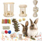 QWR 23 PCS Natural Wooden Rabbit Toys,Safe Bunny Chew Toys for Teeth,Grass Timothy