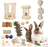 QWR 23 PCS Natural Wooden Rabbit Toys,Safe Bunny Chew Toys for Teeth,Grass Timothy