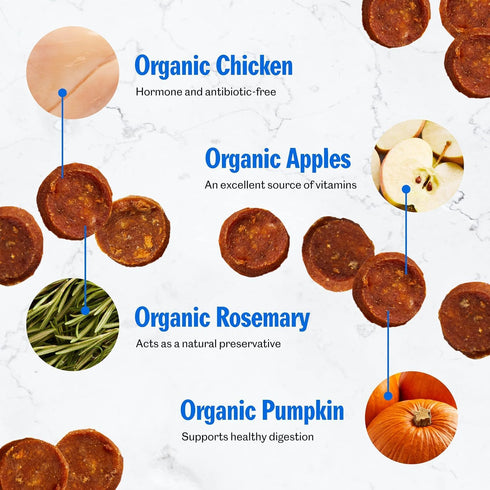 PetPlate Chicken Apple Sausage Bites, Human Grade Dog Treats, All Life Stages, Grain-Free, High Protein, 4.5 Ounce