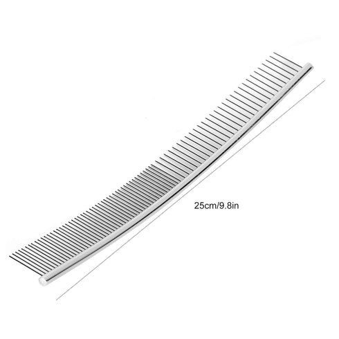 EVTSCAN Pet Grooming Comb, Curved Stainless Steel Knot Comb for Dogs, Poodle Grooming Deshedding Tool, 1PCS
