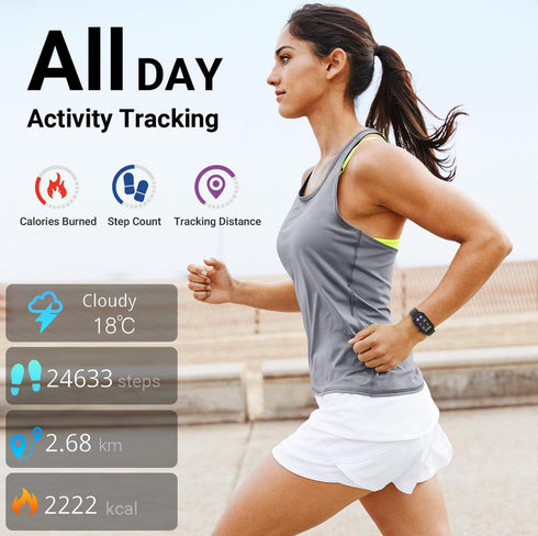 FITVII Nexa Fitness Tracker, Smart Watch with Blood Pressure, Blood Oxygen, 24/7 Heart Rate Monitor, Step Counter