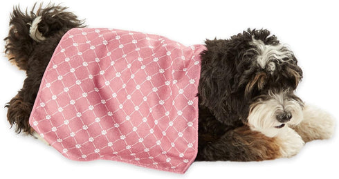 Bone Dry Pet Grooming Towel Collection, Trellis Print Microfiber Absorbent Drying Set, 15x30, Rose, 3 Count
