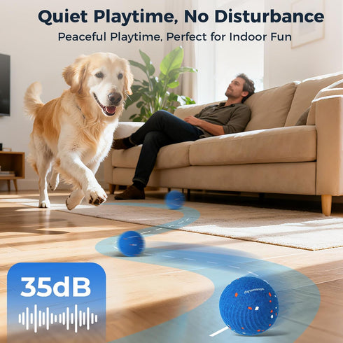 2 Pack Interactive Dog Balls - Auto Moving Bouncing Vibrating Washable Dog Toys for Large Medium Dogs, Type-C