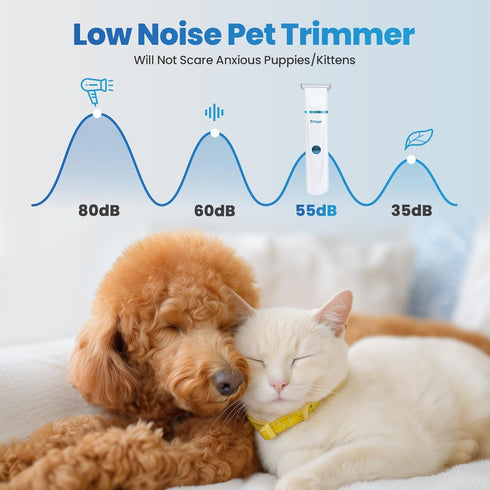 PETYGO 3-in-1 Trimmer 5 Dog & Cat Grooming Kit - Rechargeable Cordless Pet Hair Clippers with Nail Grinder & Paw