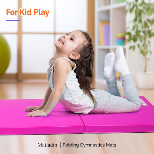 Matladin 8' 8ft 2ft 2in Folding Gymnastics Gym Exercise Aerobics Mat, x x PU Leather Tumbling Mats with Hook & Loop