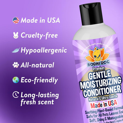 Bodhi Dog Gentle Moisturizing Dog Conditioner, Plant-Based Formula with Aloe Vera & Jojoba Oil, Lavender Scent