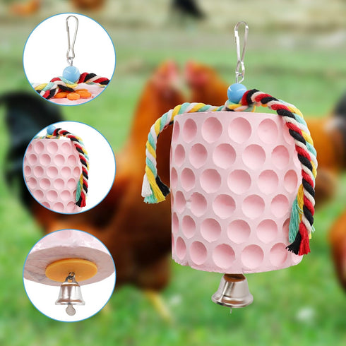 Oooct Large Chicken Chewing Toy, Chick Beak Grinding Calcium Stone with Bells, Chicken Coop Accessories, Cage Toys