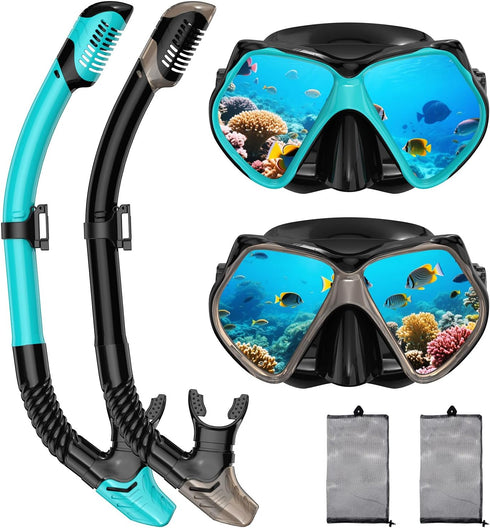 Snorkeling Gear for Adults, Dry Snorkel, Mask Set Adult, Diving Scuba Mask,