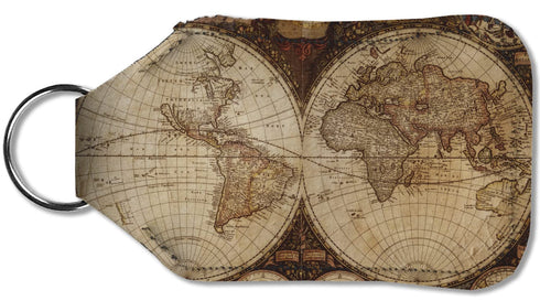 Vintage-Inspired Small World Map Hand Sanitizer & Keychain Holder