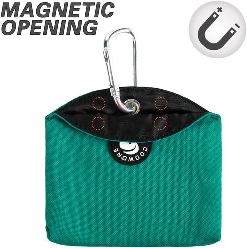 COOWONE Dog Treat Pouch, Magnetic Closure Small Dog Training Treat Pouch with Clip, Pocket Sized, Green