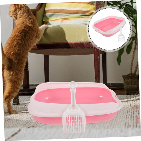 1 Set Cat Litter Box Portable Litter Box Plastic Bins Portable Potty Cat Litter Tray with Scoop Kitten -Splash Kitten