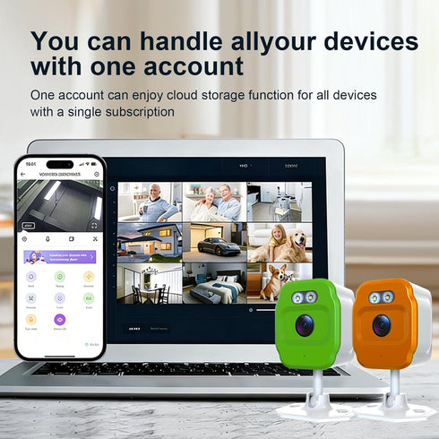PHANSATIM 2Pcs 1080P WiFi Security Cameras, Baby Monitor Indoor Security Camera, Cat&Dog Camera with Motion Detection