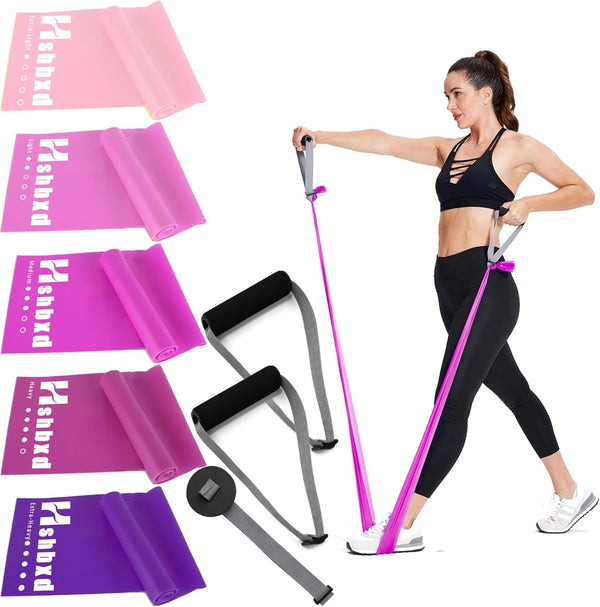 Resistance Bands for Working Out, Physical Therapy Bands Set for Stretching, Yoga, Pilates, Gym, Home Exercise