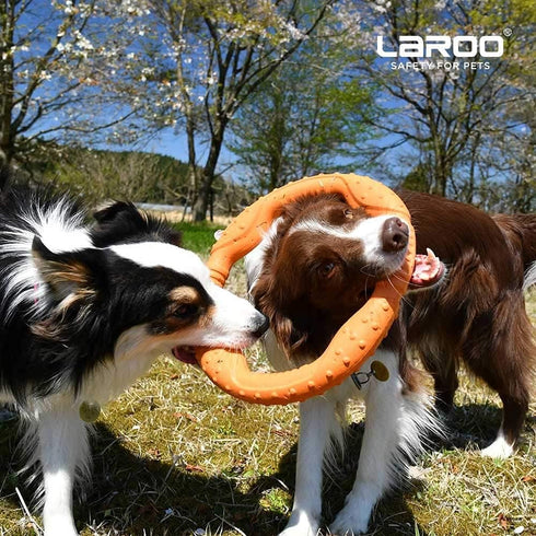 LaRoo Dog Toys for Large Dogs, Floatable Dog Flying Discs Tug Toy, Interactive Tug of War Ring Toy, Funny Fetch