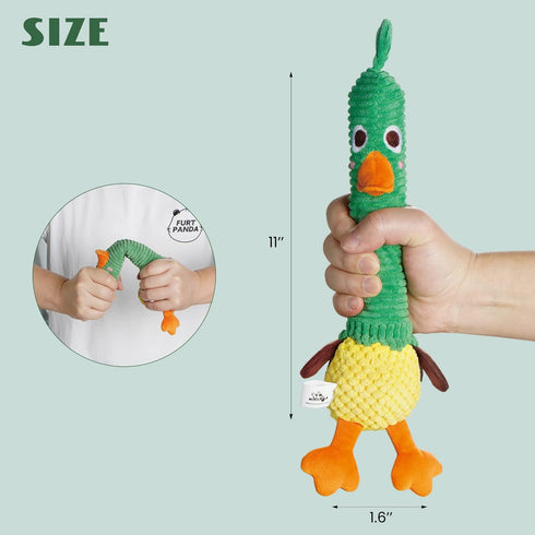Nocciola 2 in 1 Duck Dog Toy with Large Rubber Squeaker, Durable Stuffed Chew Toys for Aggressive Chewers