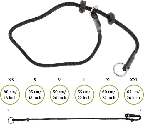 Dingo Gear Choke Collar for Dog Training Handmade of Cord with 2 Limiters Waterproof Black L S04049