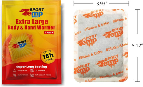 18 Large Hand & Body Warmers - Up to Hours of Heat, Super Long Lasting - Easy, All Natural - Air Activated, for Body