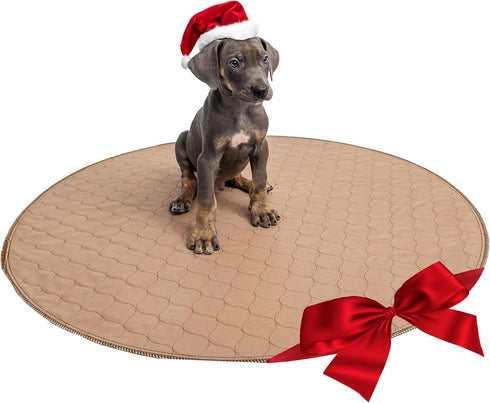 48 Inch EZwhelp Reusable Dog Pee Pad, Washable Waterproof Mat for Dog Potty Training or Whelping Pad, Round