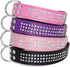 Rhinestones Dog Collar - 1.5" Width Leather with Sparkly Crystal Diamonds - 17"-20", Purple