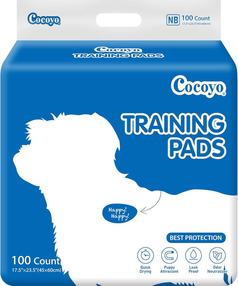 COCOYO Best Value Dog Training Pads, Super Absorbent Puppy Pads (100 Count, 17.5" x 23.5", Blue)