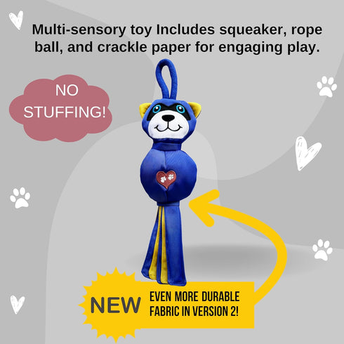 Flirt Pole Replacement Toy - Multi-Sensory Tough Raccoon Toy for Mighty StrongBite Flirt Pole for Dogs