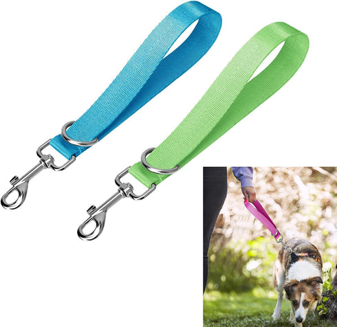 Short Dog Traffic Leash, Dog Training Tab for Small Dogs, Pet Leashes for Large Medium Dogs (Blue and Green)