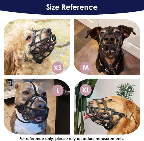 Dog Muzzle - Breathable Basket Muzzles for Small to X-Large Dogs, Stop Biting, Barking, Chewing (L - Black)