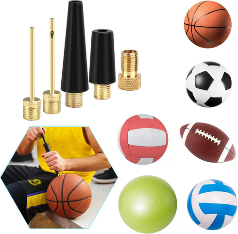 Verlimk Nozzle Set 5pcs Ball Needles for Air Pump, Needle Inflator Kit Needle Adapter, Ball Pump Needle for Football