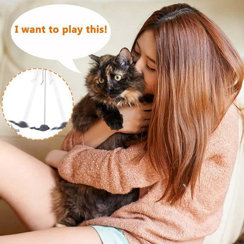 YUGYUJ Cat Toy Rope Mouse, Hanging Retractable Cat Catching Toy, Interactive Plush Mice for Cats