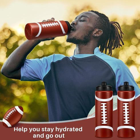 Yaomiao 12 Pcs Football Water Bottle for Boys, 20 oz Reusable BPA-Free Squeeze Water Bottles