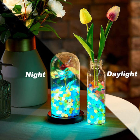 OGIFOAHC 100pcs Glow in The Dark Rocks, Non-Toxic Glowing Stones for Aquarium or Garden Decoration