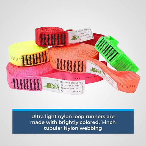 Nylon Loop Runners - Professional Safety Equipment, Arborist, Mountain Climbing, Rigging, & Work Gear, 1-Inch Tubular Nylon Webbing, 72, Hot Pink