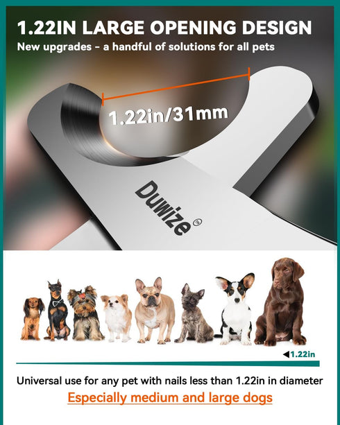 Dog Nail Clippers with Built-in Spring, 1.22-Inch Large Opening, Professional Pet Nail Trimmers for Medium to Large Dogs