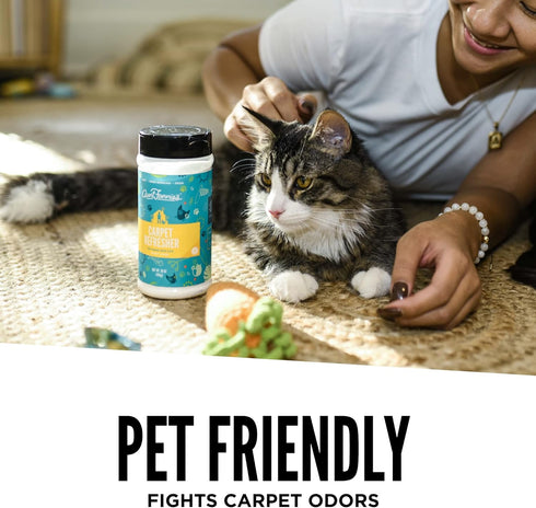Aunt Fannie’s Cat Carpet Refresher, Odor Neutralizing Powder for Homes with Cats, Bright Lemon Scent, 16 Ounce