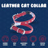 Angel Athens Red Rhinestone Leather Cat Collar, 12" x 1/2", Elastic Break-Away Safety