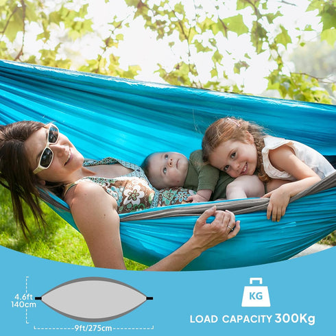 Ultra-Light Travel Camping Hammock | 300kg Load Capacity,(275 x 140 cm) Breathable,Quick-Drying Parachute Nylon | 2 x Premium Carabiners,2 x Nylon Slings Included | Outdoor Indoor Garden by NATUREFUN