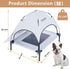 Outdoor Elevated Dog Cot with Canopy & Side Shade for Small Medium Dogs, Portable Cooling Raised Bed with Carry Bag